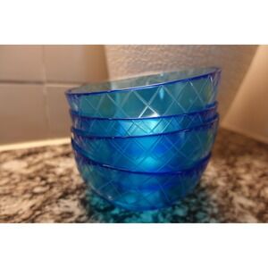 Vintage Turquoise blue glass bowl set of 4‎